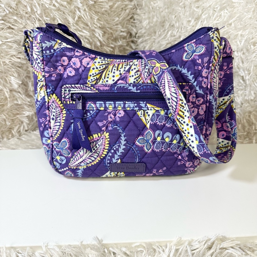 Vera Bradley Batik Leaves Purple Mini Andi Crossbody - Picture 2 of 6